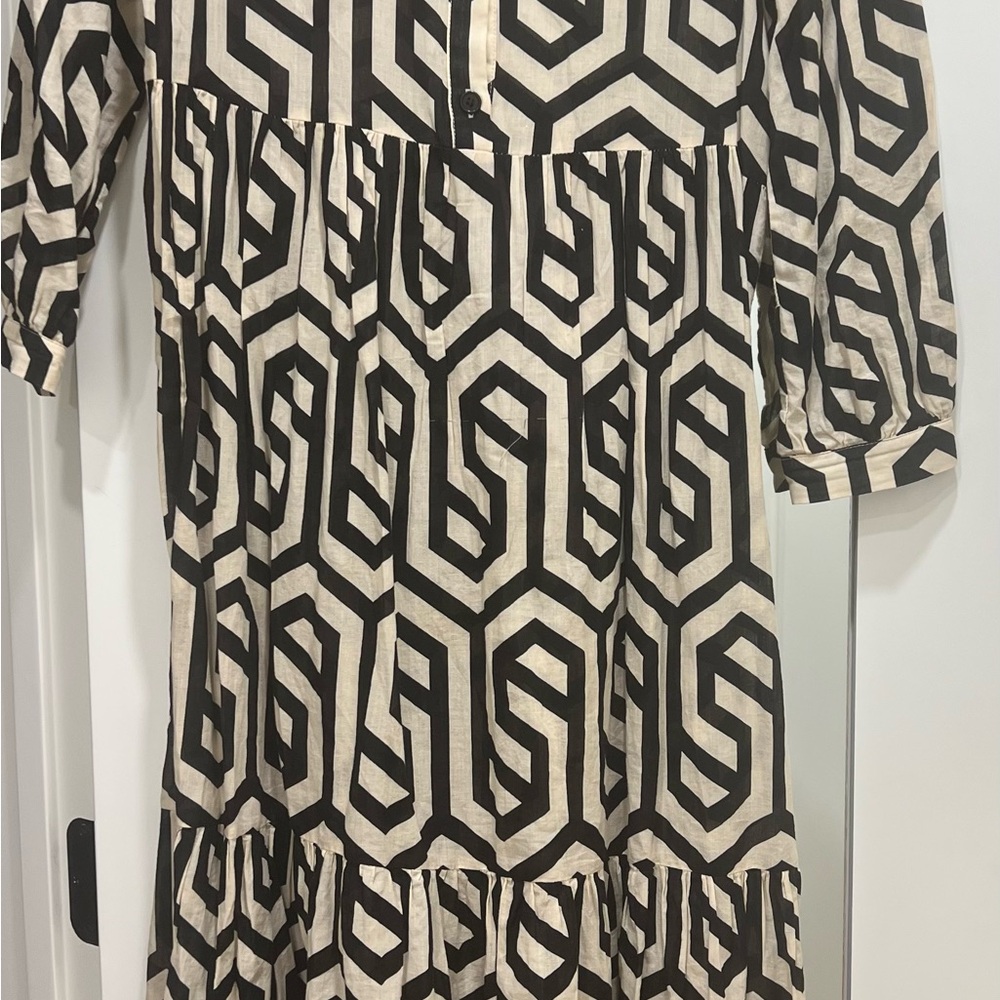 Zara Geometric Black and Cream Dress